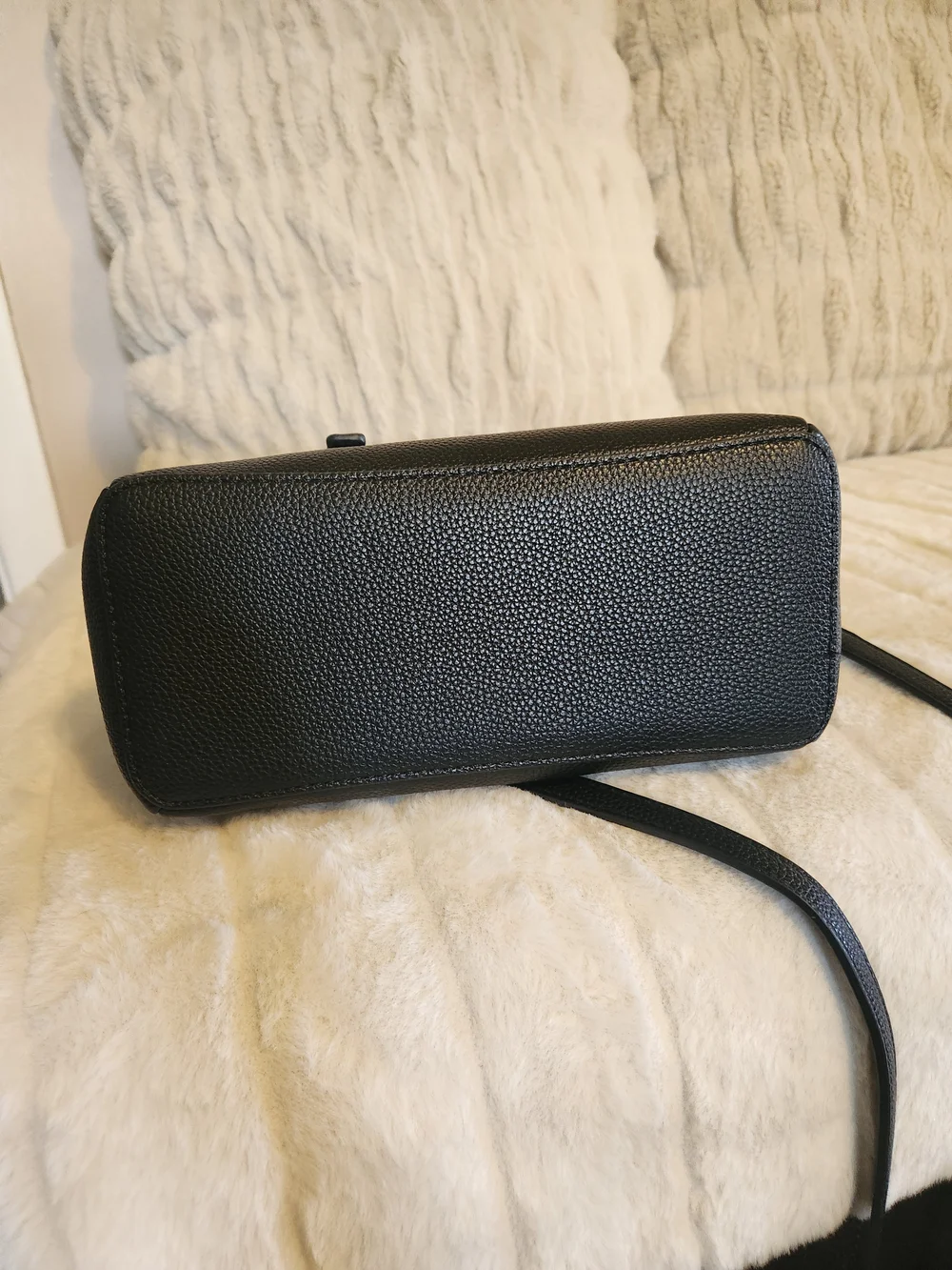 Classic Black Pebbled Leather Tote with Removable Strap